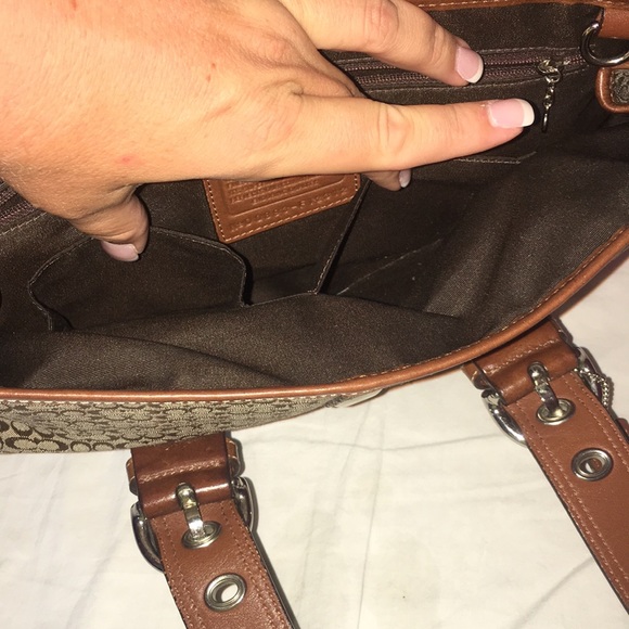 Coach Soho Brown Signature Flap Jacquard Leather Satchel F12312 - Picture 6 of 14